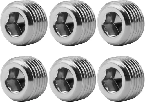 Vista 7 de Tapón de tubería NPT de 1 pulgada, rosca macho de acero inoxidable, cabeza hexagonal interna avellanada (paquete de 2)