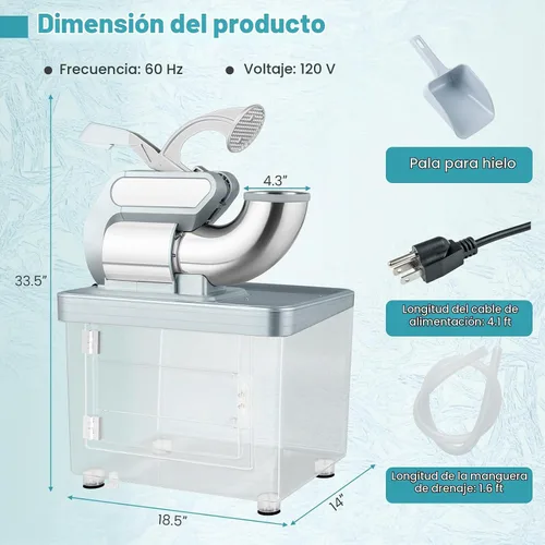Vista 7 de Máquina de cono de nieve ARLIME, máquina de hielo afeitada comercial de 660 LBS/H 300W Plateado
