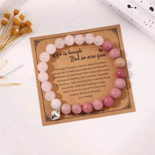 Vista 3 de Qupzsen Pulseras de piedra natural, regalos inspiradores para mujeres, regalos de recuperación pronto, regalos de piedra de cristal de 0.315 in