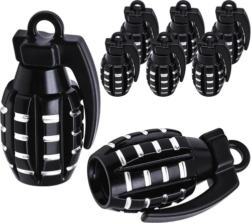 Vista 34 de 4 tapas de válvula de neumático, cubiertas universales de válvula de neumático de aleación de aluminio para automóviles, camiones, SUV, Negro