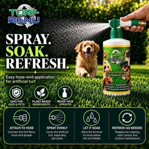 Vista 9 de Tr10132 - Solución de limpieza bio-enzimática para césped sintético/artificial y control de olores de mascotas con pulverizador