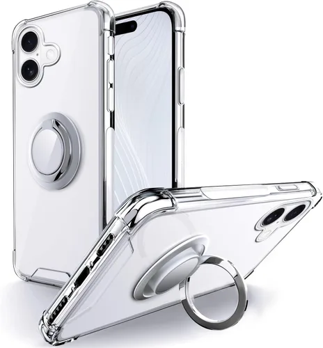 Vista 13 de Silverback Funda transparente diseñada para iPhone 15 con soporte de anillo, protección que absorbe los golpes, a prueba de golpes, funda