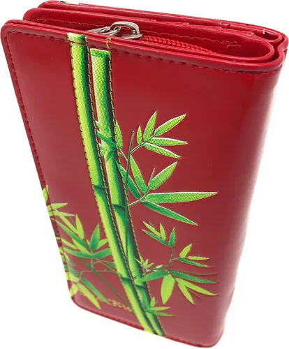 Vista 3 de Shag Wear Cartera grande para mujer de piel vegana color rojo 7 pulgadas