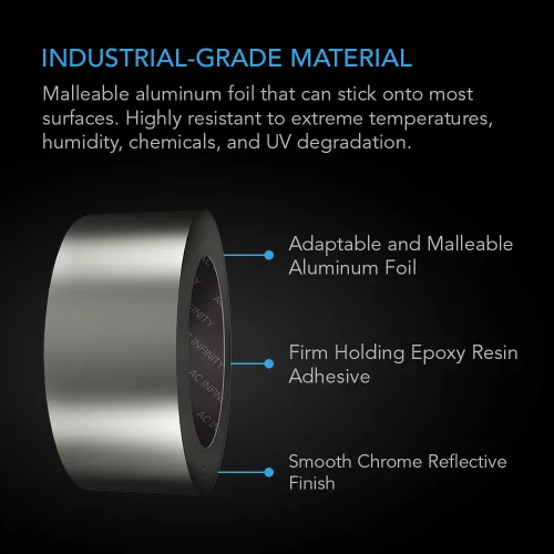 Vista 3 de AC Infinity Cinta de Conducto de Aluminio, Cinta de Lámina HVAC de Grado Profesional Resistente para Sellar, Parchear, Aislar o Reparar Conductos