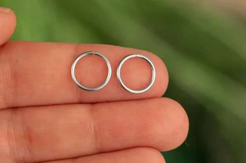 Vista 137 de Aretes de aro de oro de plata – Aretes de aro para mujer, dos piezas de aros de plata fina rellenos de oro, aro de hélice, anillo de tragus, aro