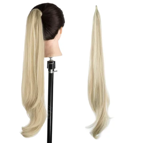 Vista 10 de IMISSU Extensión de pelo Cola de caballo Cabello flexible Colas de caballo Postizos (Negro)