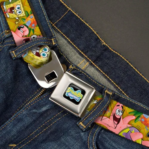 Vista 2 de Buckle-Down Cinturón de seguridad Bob Esponja & Patrick Starfish Poses Pineapple Gold 1.0 pulgadas de ancho 20-36 pulgadas de largo
