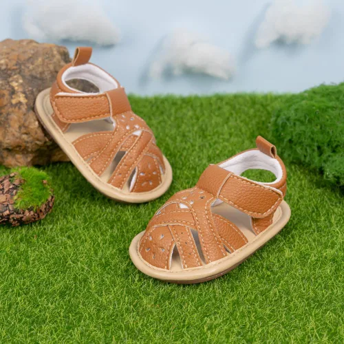 Vista 67 de Meckior Sandalias de verano con punta abierta y suave de piel sintética para bebés y niñas pequeñas