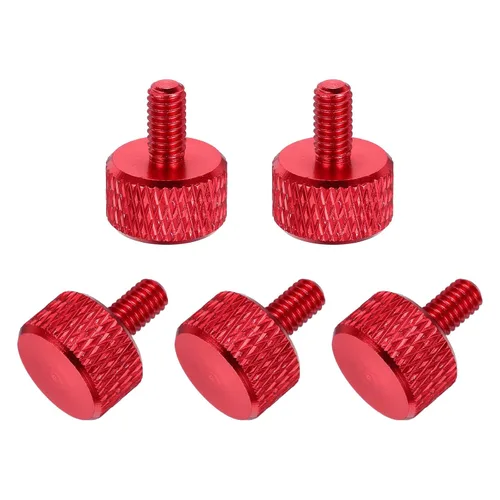 Vista 8 de MECCANIXITY 5 piezas M6x14mm Tornillos de pulgar estriado de cabeza plana, pernos de rosca completa de aleación de aluminio sólido para carcasas