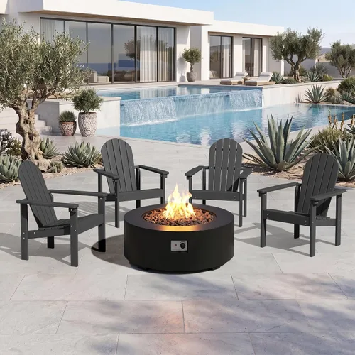 Vista 21 de SERWALL Silla Adirondack moderna apilable, silla de patio al aire libre de HDPE con diseño que ahorra espacio, silla para hoguera para todo