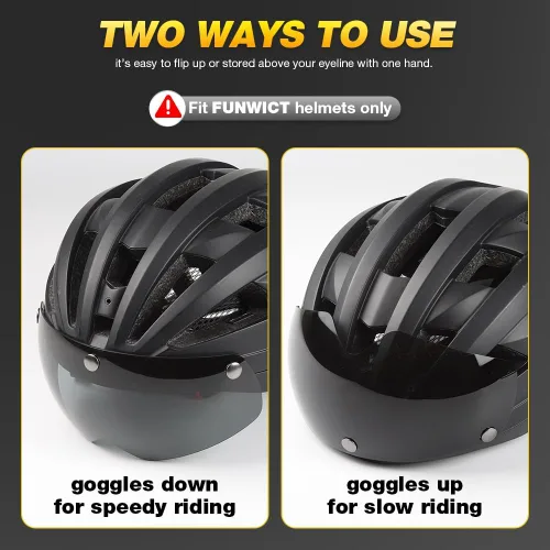 Vista 5 de Gafas de casco de bicicleta magnéticas, viseras solares extraíbles/desmontables para casco de bicicleta FW001 Impact-Resistant PC, Magnetic