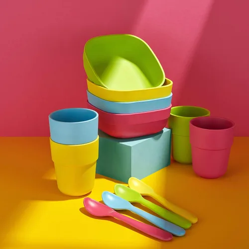 Vista 6 de Vasos de bambú para niños, juego de 4 vasos apilables de bambú, juego de vajilla de bambú para niños, tazas de bambú para niños, aptos