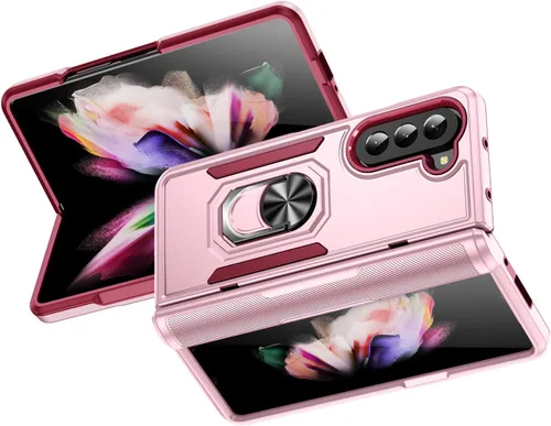 Vista 13 de Funda para Samsung Galaxy Z Fold 5 con anillo de soporte, imán de sujeción agradable a la piel, de alto valor, para Samsung Galaxy Z Fold 5, funda
