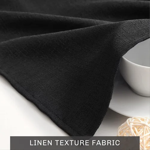 Vista 4 de Melodieux Cortinas de Niveles Semitraslúcidas Negras de 24 Pulgadas de Largo para Cocina, Cafetería, Dormitorio, Ventanas Pequeñas, Aspecto de Lino