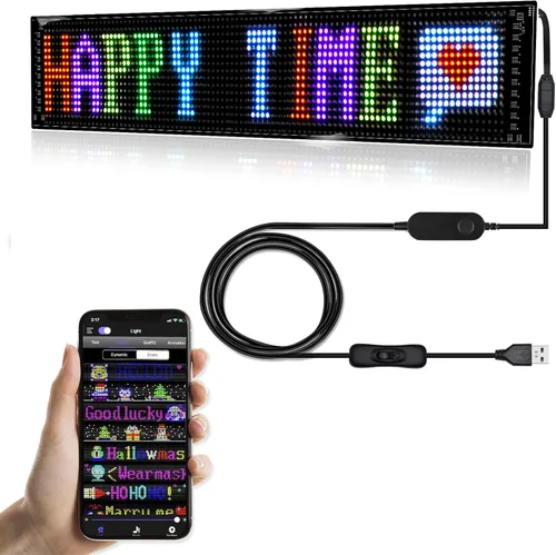 Vista 7 de GOTUS Letrero LED para automóvil, letrero LED de desplazamiento, flexible, aplicación Bluetooth, animaciones de diseño de bricolaje, texto, graffiti