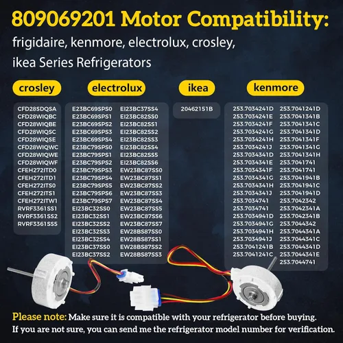 Vista 4 de Actualizado 809069201 809069206 Motor de ventilador de evaporador de refrigerador Compatible con Frigidaire, Kenmore, Electrolux, Reemplaza