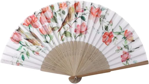 Vista 11 de Gasa transparente de los ventiladores de la mano del ventilador de la mano plegable con la tela hermosa para el regalo de la boda