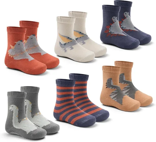 Vista 10 de Calcetines de algodón para bebés y niños pequeños, calcetines antideslizantes para niños, paquete de 6