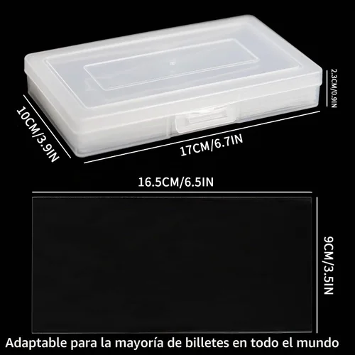 Vista 2 de 100 fundas para moneda con caja de almacenamiento, inserción lateral de 6.46 x 3.54 pulgadas Uncle Paul Paper Money Dollar Bill Holder 2 mil Clear