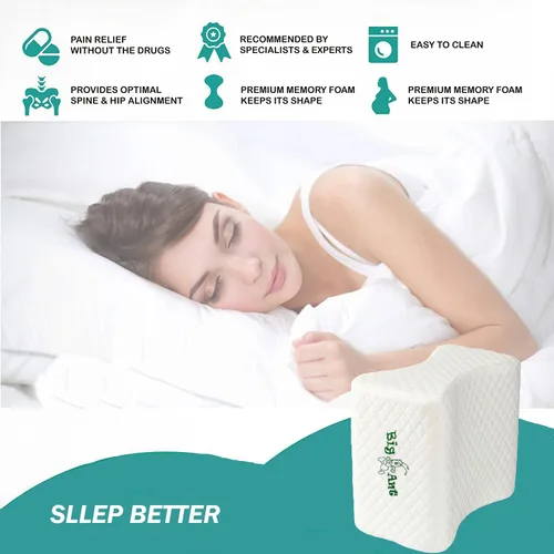 Vista 3 de Big Ant Almohada ortopédica para piernas diseñada para dormir de lado, piernas, embarazo, espalda, alivio del dolor de cadera, cómoda almohada