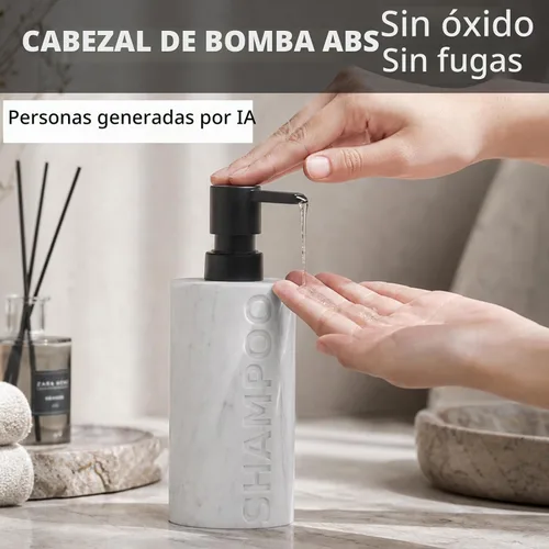 Vista 2 de Shampoo and Conditioner Dispenser,11.84OZ, 2 PCS,Marble White