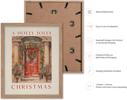 Vista 2 de Poster Master A Holly Jolly - Póster navideño, arte de invierno, diseño de pared moderno, regalo para hombres y mujeres, gran decoración para sala
