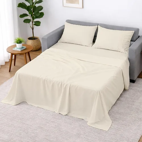 Vista 15 de Cottington Lane Juego de 4 piezas de sábanas para sofá cama tamaño matrimonial, 100% algodón egipcio de alta calidad para sofá cama, sofá biplaza