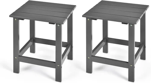 Vista 12 de Giantex Mesa auxiliar para exteriores, mesa auxiliar cuadrada de madera de 15 pulgadas con diseño de rejillas, construcción resistente, fácil