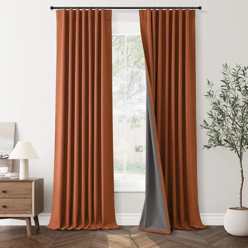 Vista 19 de Jowels Cortinas opacas de lino natural de 96 pulgadas de largo, 2 paneles