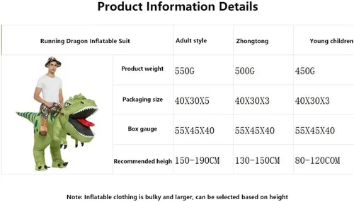 Vista 6 de Disfraz inflable de dinosaurio para montar en T Rex Air Blow Up Ride Dragon, divertido disfraz de fiesta para niños y adultos
