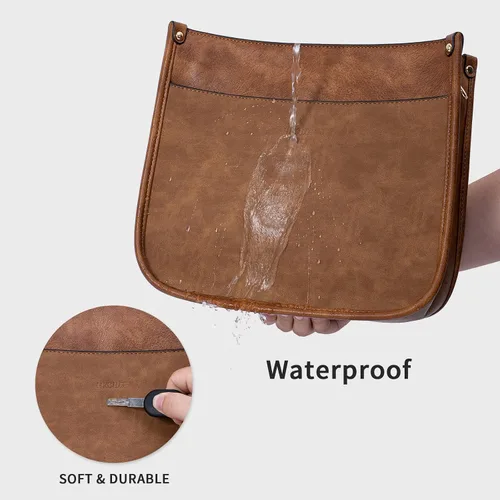 Vista 5 de HKCLUF Bolso cruzado para mujer, 2 piezas, de cuero, con 2 correas ajustables de leopardo, bolsa cruzada
