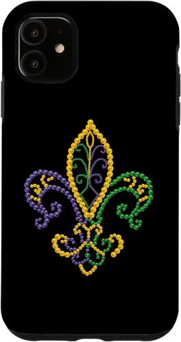 Vista 5 de Funda para iPhone 15 Mardi Gras Fleur De Lis Beads Carnival 2023 Mardi Gras Party Case