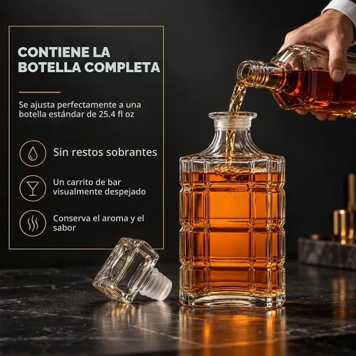 Vista 4 de Decantador de Whisky para Licor Escocés Bourbon o Vino - 25.4 fl oz