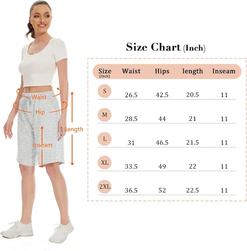 Vista 7 de SICVEK Womens Knee Length Bermuda Shorts Loose Fit Summer Cotton Comfy Lounge Shorts Drawstring with Pockets