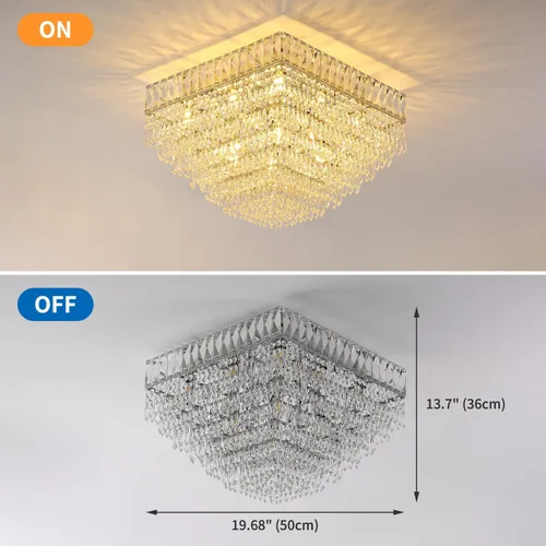 Vista 3 de 12 luces de 6 niveles de cristal empotrado cerca del techo, lámpara de araña de cristal K9, lámparas cromadas con forma de gota de lluvia E12