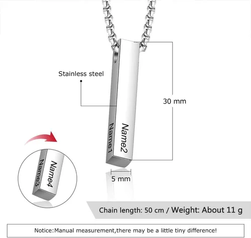 Vista 2 de Lam Hub Fong Collar de barra con nombre personalizado para hombre, collar de cruz personalizado con inicial para padre, hermano, regalos del día