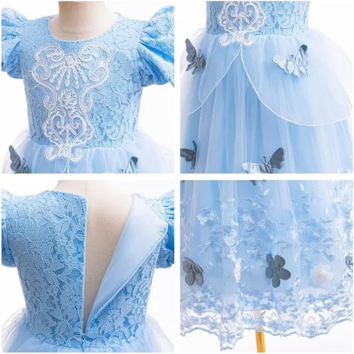 Vista 52 de Vestido de cumpleaños de princesa Cenicienta para niñas, disfraz de Halloween, concurso de Navidad, fiesta de baile con accesorios