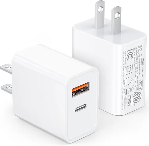 Vista 12 de Cargador de pared USB C de 20 W para iPhone 17/16/15/14/13/13 Mini/13 Pro Max/12/12 Pro/12 Pro Max Cube, paquete de 2 unidades de doble puerto