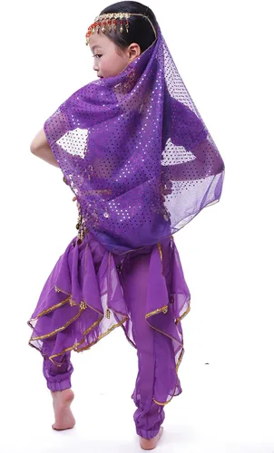 Vista 5 de Astage GirlS Belly Dance Costumes,Long Sleeve Highlights Top,Pants