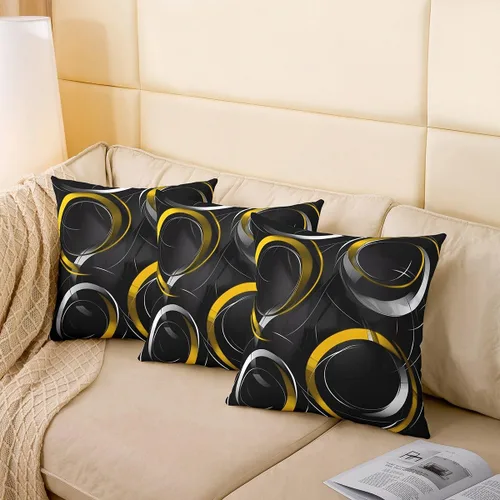 Vista 4 de Feelyou Juego de 2 fundas de cojín geométricas decorativas para sofá, cama, fundas de cojín decorativas con círculos geométricos, rellenos