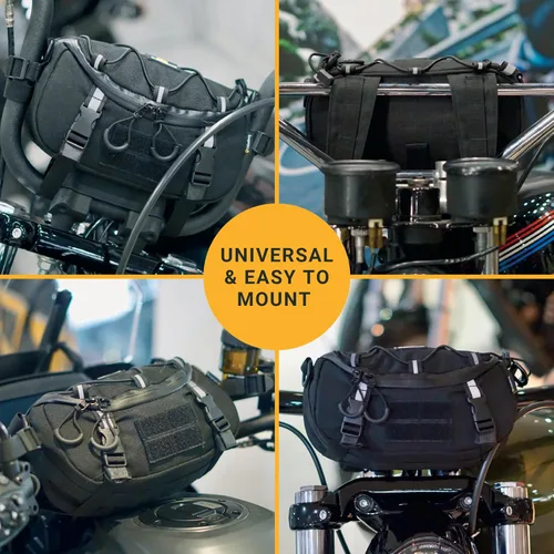 Vista 3 de Odinsberg Bolsa Multifuncional para Manillar de Bicicleta y Motocicleta, 3L Resistente al Agua, Compatible con la mayoría de tipos de manillares