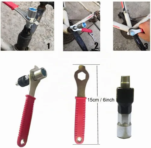 Vista 2 de YOUHO Extractor de manivela de bicicleta, kit de herramientas de reparación de llaves extractoras de manivela, cadena de rueda libre, herramienta
