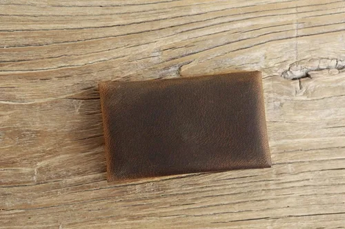 Vista 4 de Personalized distressed leather credit card holder casemen front pocket leather card walletleather business card case bag CH054HF