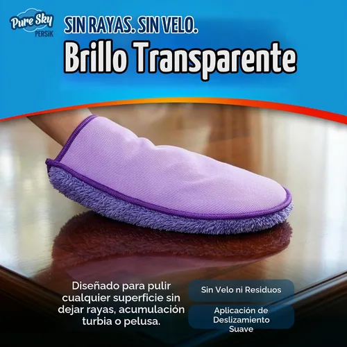 Vista 4 de persik Pure-Sky - Guante de limpieza de microfibra Ultra – Just Add Water No necesita detergentes – 2 en 1, combinación para vidrio y multiusos
