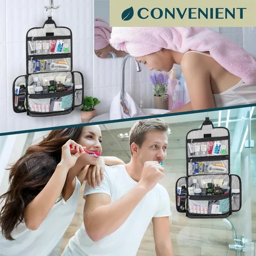 Vista 8 de PAVILIA Neceser colgante grande, bolsa de viaje para mujeres y hombres, organizador de cosméticos, bolsa de maquillaje resistente al agua