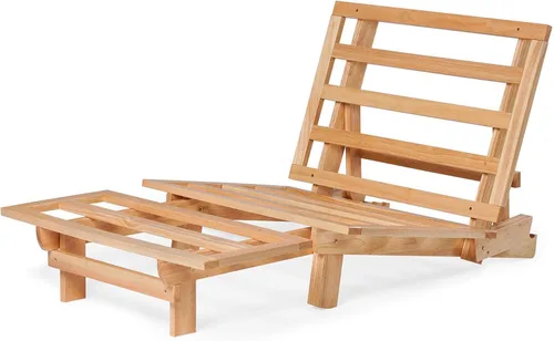 Vista 3 de Marco triple de madera de sofá cama, futón de madera - (Ahorro de espacio, acabado natural) Ideal para espacios pequeños, casas rodantes y muebles