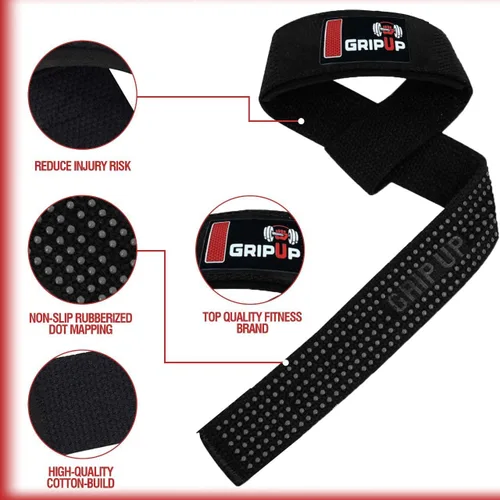 Vista 4 de Correas de levantamiento de pesas para levantamiento de pesas, agarre de gel, correa de gimnasio resistente, soporte de muñeca de algodón
