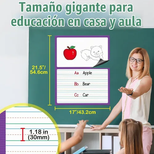 Vista 2 de Aizweb Papel Magnético Gigante para Dibujar y Escribir, Papel de Borrado en Seco con Líneas para Pizarra Blanca, Accesorios para Pizarra, Papel