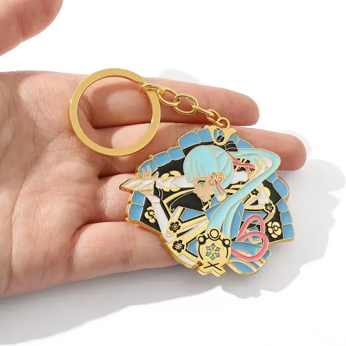 Vista 2 de rongji jewelry Genshin - Llavero de metal con diseño de personajes, lindo personaje de juego, accesorios para fanáticos del juego (Kamisato Ayaka)