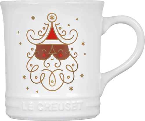 Vista 6 de Le Creuset - Taza de cerámica de la colección Noel: Reno, 14 onzas, blanco con aplicación Noel Collection